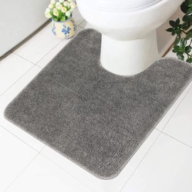 Famibay Bathroom Petdestal Mats Non Slip Washable Pedestal Mat for Toilet U Shaped Toilet Mat Microfibre Soft Toilet Rugs for Bathroom Grey