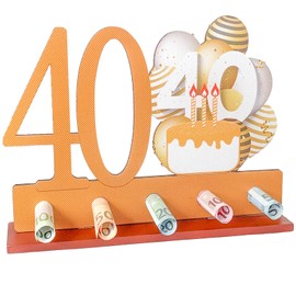 40th Birthday Money Gift Wood, BOOSHMall Gift for 40th Birthday, Wooden Sign Guest Book Money Gifts, Birthday Anniversary Gifts Made of Wood, Gifts for Men, Women
