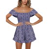 Jeanewpole1 Mono corto de pierna ancha floral para mujer con