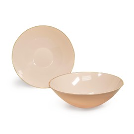 " OCCASIONS " 40 Piece Plates Pack, Disposable Wedding Party Plastic Bowls (16oz Soup Bowl, Bali in Blush & Gold)