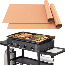 UBeesize 2 Pack Nonstick Copper Grilling Mats for 36 Inch Blackstone Griddle, Resuable Cooking Mat for Grilling, BPA and PFOA Free Heavy Duty BBQ Grill Mats, Griddle Accessories Kit -36 x 17.8 Inch