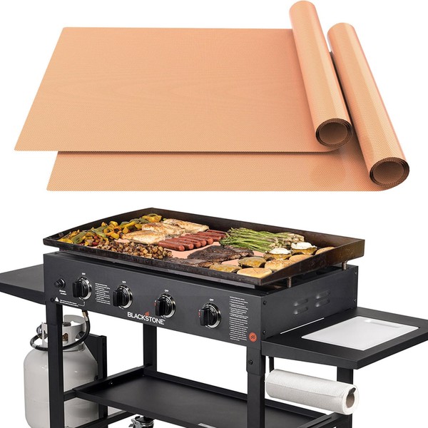 UBeesize 2 Pack Nonstick Copper Grilling Mats for 36 Inch