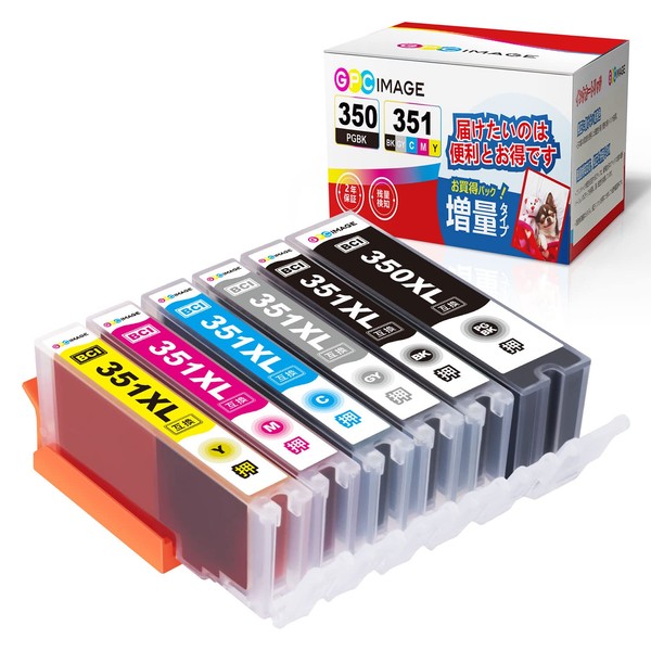 GPC Image BCI-351XL BCI-350XL Compatible Ink Cartridge, 6 Color Set, High Yield Compatible with Canon Ink Cartridges 351 350 BCI-351 BCI-350 Compatible Ink MG6330 MG6530 MG6730 MG7130 MG7530 IX6830 IP7230 0 IP87 30 Compatible 351 350 Ink Remaining Remain