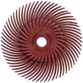 Dedeco Sunburst Radial Bristle Discs 12-Pack - 3" Curved - 3/8" Arbor - Red 220 Grit (Standard) - Aluminum Oxide for Polishing & Finishing