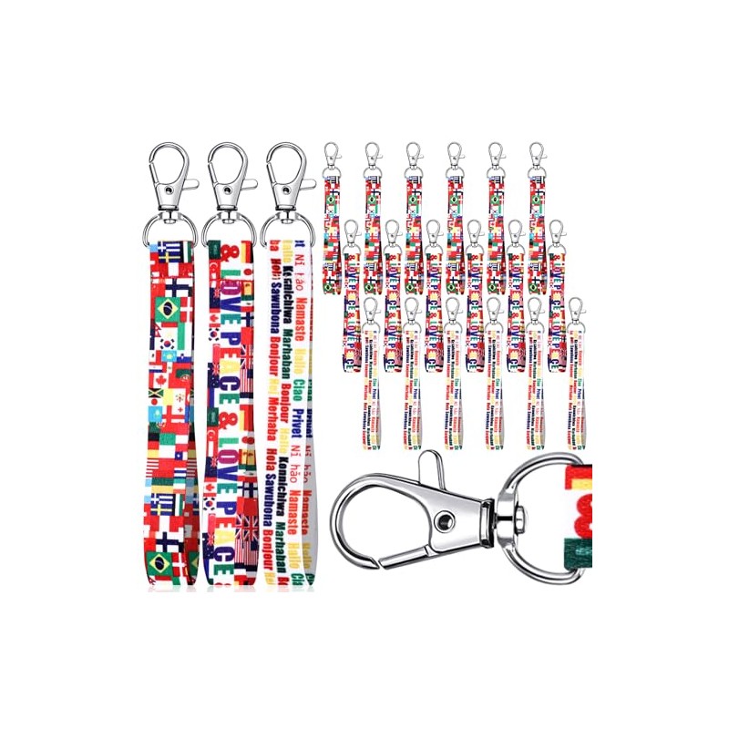 International Flags Lanyard Keychain - 72pcs for Celebrations