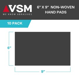 VSM Abrasives Non-Woven Hand Pads, 6"x 9", Intermediate Pack - 5 Fine (Green) and 5 Very Fine (Maroon), Pack of 10 Scuff Pads