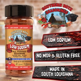 Southern Boyz Low Sodium All Purpose Cajun Creole Seasoning, 5.6 Ounce Shaker (No MSG Blend)