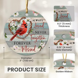 Gift Glow Sympathy Gifts for Loss of Loved One - Cardinal Ornaments Christmas Decorations for Tree, Memorial Gifts for Loss of Mom, Ceramic Hanging Christmas Ornaments 2024