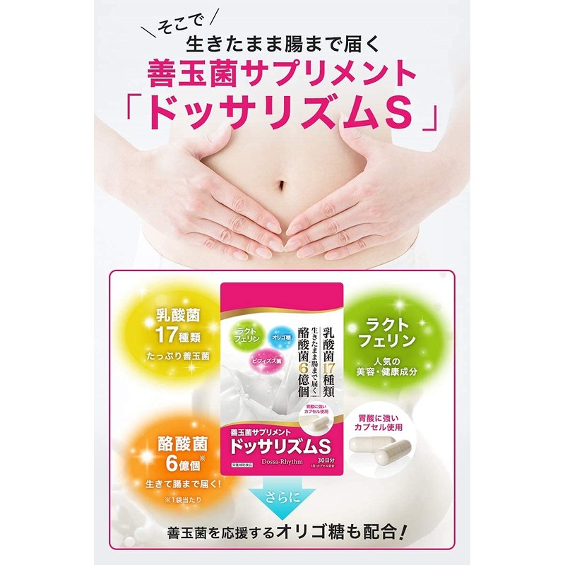 ドッサリズムS 酪酸菌 6億個 乳酸菌 17種類 善玉菌 サプリメント ラクトフェリン ビフィズス菌 フラクトオリゴ糖