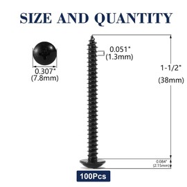 #6 x 1-1/2" Wood Screw 100Pcs Truss Head Phillips 18-8 (304) Stainless Steel Fast Self Tapping Screws Black Oxide by SG TZH