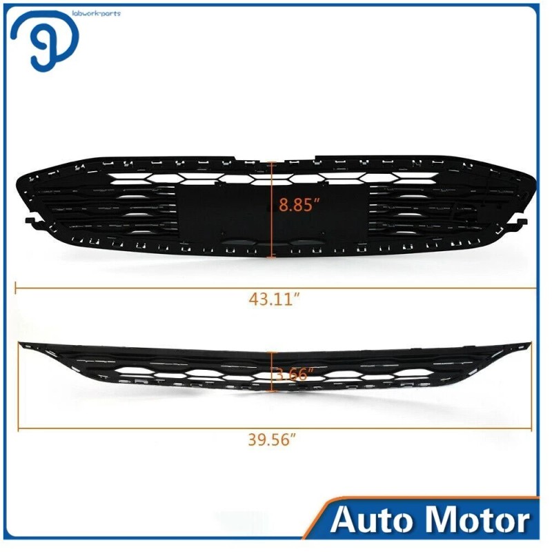 labwork Front Bumper Upper & Lower Grille Chrome & Black
