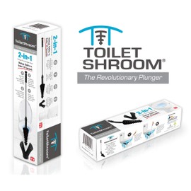 ToiletShroom Revolutionary Plunger, Squeegee, Clog Remover, Drain Cleaner, Bathroom Toilet Dredge Tool, Stainless Steel Handle with Caddy Holder, Оne Расk, Black