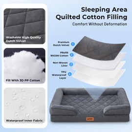 ZOMISIA Orthopedic Dog Bed for Large Sized Dog, Washable Dog Beds with Bolsters, Memory Foam Dog Sofa with Removable Waterproof Cover & Nonskid Bottom, Black