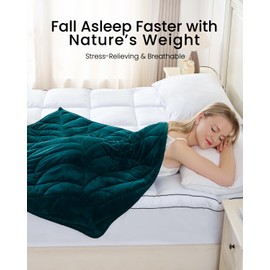 ZILLYBEE Weighted Lap Blanket 5 lbs 41"×53" Luxury Soft Small Weighted Lap Pad for Adults,Portable Travel Leaf Weighted Throw Blanket for Relaxation, All-Season Use and Machine Washable Deep Green