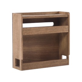 KIRIGEN WiFi Router Storage Box, Wooden Wireless Router Organizer Rack Shelf Power Cord Socket Storage Shelf Cable Management and Organizing Box for Office and Home Dark Brown LYQ-DBR