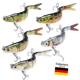 Cabertary Pack of 5 Fishing Lures, Bass Trout Fishing Pike Bait, Lifelike Fishing Bait for Sweet and Saltwater Fishing, Perch Bait Gift for Men, Home Fishing Gear, Made of High-Quality ABS