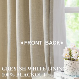 Vision Home Sand Pinch Pleated Full Blackout Curtains Linen Blended Room Darkening Window Curtains 84 inch for Living Room Bedroom Thermal Insulated Pinch Pleat Drapes with Hooks 1 Panel 60" Wx84 L