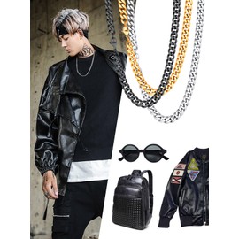 Richsteel 3 mm / 6 mm / 9 mm / 12 mm Cuban Link Necklace Made of 316L Stainless Steel in Silver / Black, 18k Unisex Necklace, Size: 48 - 76 cm, Stainless Steel