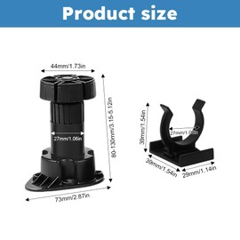 Tongdejing 6 Pcs Adjustable Kitchen Cabinet Legs,with 6 pcs Toe Kick Clip Plinth Feet Clips Cupboard Plastic Height Furniture Cupboard Leg Adjustable Feet for Kitchen Bathroom Cabinet (size:80-130mm)