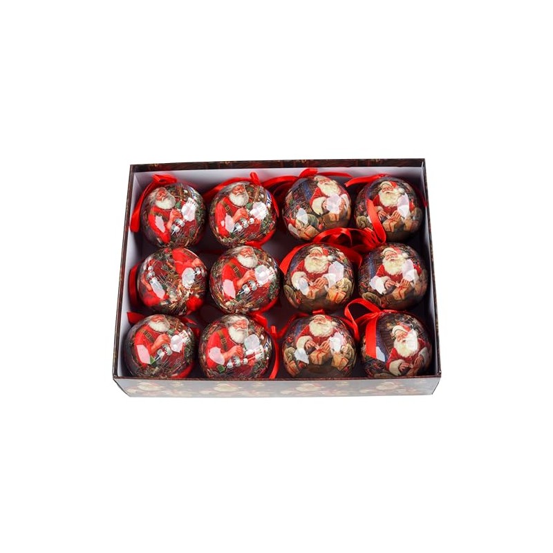 Traditional Santa Baubles In Gift Box - Christmas Tree Decorations