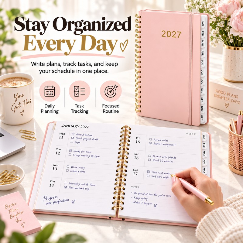 2027 A5 Weekly & Monthly Planner for School & Office