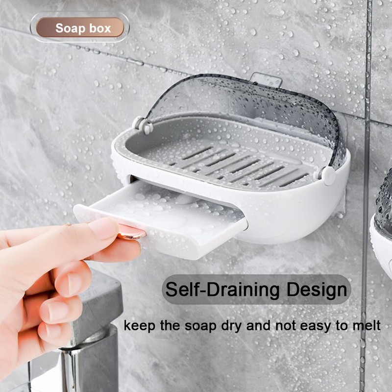 NICAVKIT 2 Pack Shower Soap Dish Holder with Lid, Bar