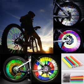 ZDY 72 Pcs Bike Spoke Reflector Cycling Wheel Rim Reflective Clip Bicycle Cycle Wheel Spoke Reflectors Clip Tube for Kids Adult Bike 6 Colours
