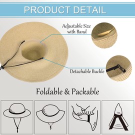 Women's Sun Hats Wide Brim Hat for Women Sun Protection Hat Packable Sun Hat Women Gardening Hat with Chin Strap, Mix Beige, S/M