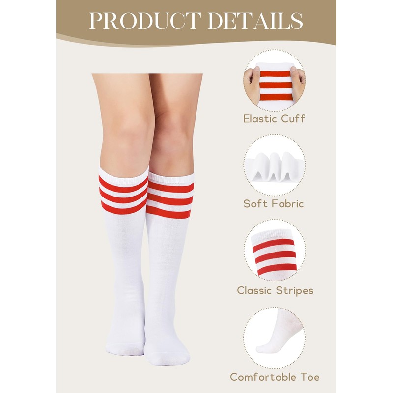 American Trends Knee High Socks Thigh High Baseball Stockings Striped