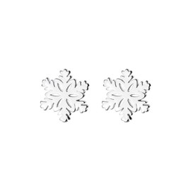 Solid 925 Sterling Silver Snowflake Stud Earrings for Women Winter Snow Stud Earrings Christmas (White Golden, One size)