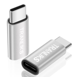 TRANLIKS für Lightning auf USB C Adapter, 2 Stück für Lightning (Female) auf Typ-C (Male) Adapter, Nur zum Laden (Nicht für Kopfhörer, unterstützt Keine Datenübertragung) - Silber