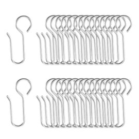 Nzexlyva 30 Pcs Curtain Hooks, Shower Curtain Hooks, Metal Curtain Track S Shaped Small Hooks, Stainless Steel Drape Wire Accessories For Door, Window, Bathroom, Ceiling Curtain
