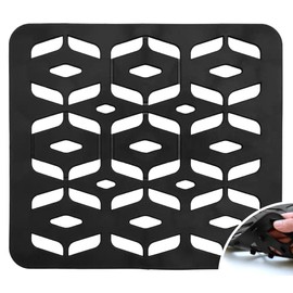 S&T INC. Kitchen Sink Mat, Cut to Fit Drain Hole, Raised Design for Water Flow, Black, 12.8 Inches x 11.3 Inches