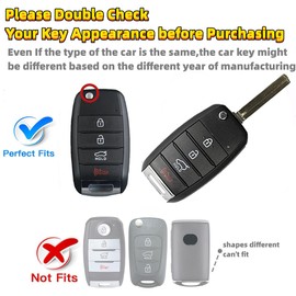 RFSRZ Key Fob Cover Case Fits for Kia Sorento Sportage Rio Soul Forte Optima Carens Folding Flip Keyless Entry Key Fob with Bracelet Holder (Black)