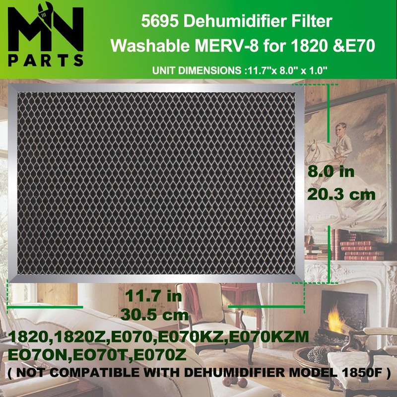 5695 Dehumidifier Filter Washable MERV 8 8x11.5x1 Compatible with Whole-House