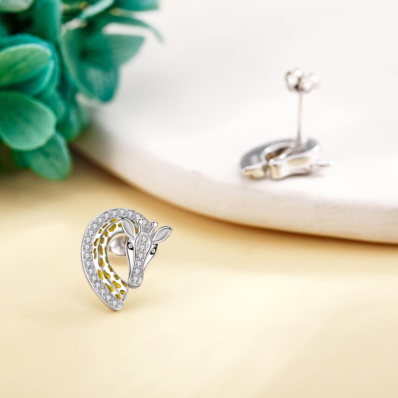 Giraffe Earrings Sterling Silver Giraffe Stud Earrings Animal Mother's Day