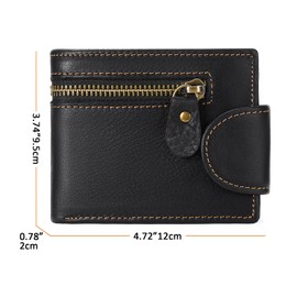 FALAN MULE Wallet for Men Genuine Leather Men Wallets RFID Blocking ID Window Zipper Wallets