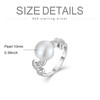 FATACI Women Pearl Ring,925 Sterling Silver Cubic Zirconia Leaf Ring