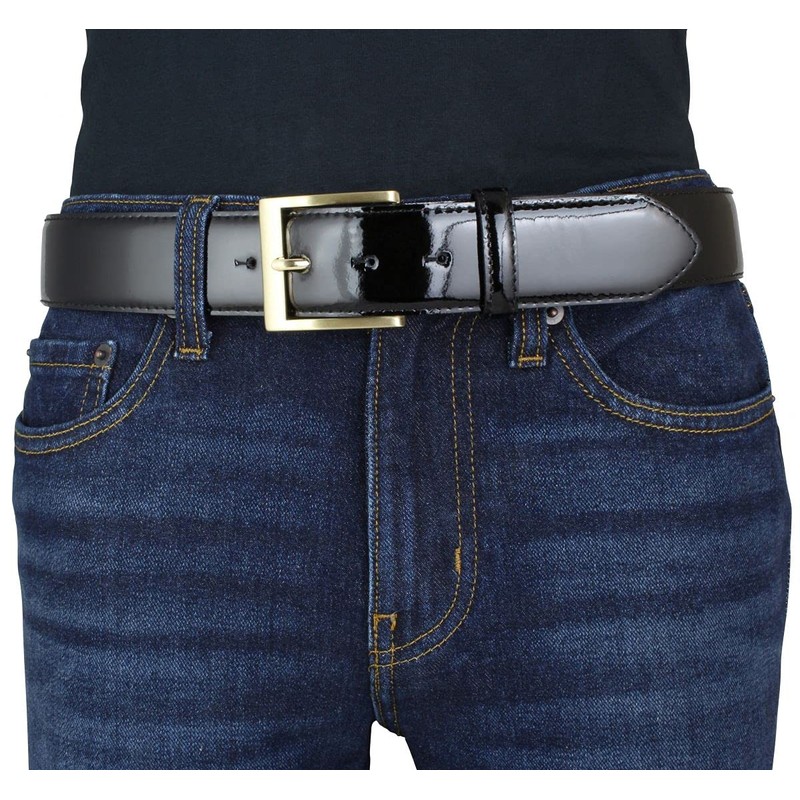 BELTINGER Patent Leather Belt with Golden Belt Buckle 4 cm