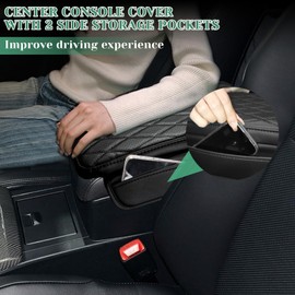 VKGUG Center Console Armrest Cover Compatible with Toyota Camry 2012-2017 Leather Middle Console Arm Rest Box Protector Cushion Padding with Side Pockets Anti-Scratch Black