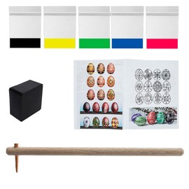 BestPysanky 0.6 mm Extra Heavy Copper Tip Kistka, Beeswax, 5 Dyes and Instruction Ukrainian Easter Egg Decorating Kit