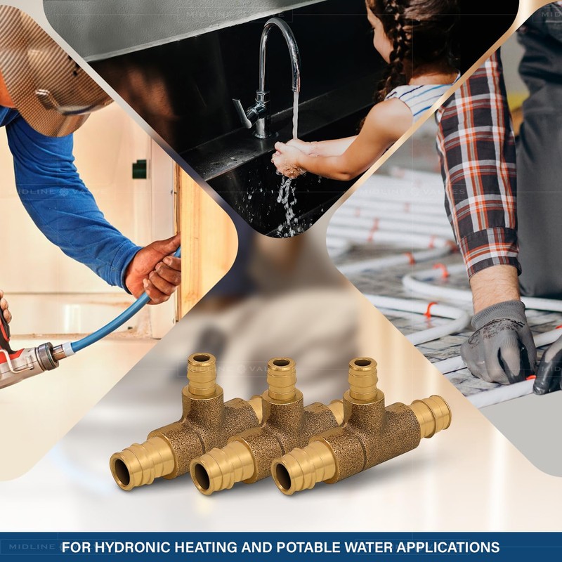 Midline Valve S1228-5 PEX A Monoflow Tee Pipe Fitting for