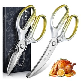 TIJERAS Kitchen Scissors Set Gold - Stainless Steel Kitchen Shear, Sharp Meat Scissors, Heavy Duty Poultry Shears, Japanese Cooking Scissor for Food, Chicken, and Turkey, Christmas Gifts for Men Women