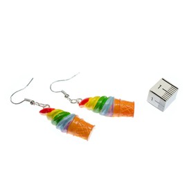 Miniblings Soft Ice Cream Waffle Earrings Waffles Ice Cream Sweet Summer Ice Cream Dessert Colourful – Handmade Fashion Jewellery I Earrings Silver-Plated, Metal Cotton