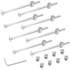 Biaungdo 12 Pcs M6 x 100mm Bunk Bed Bolts, Hex Drive Socket Furniture Barrel Screws Bolt Nuts Furniture Crib Baby Bed Bolt with Wrench(White)