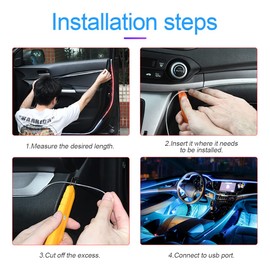CGEAMDY Car LED Interior Lighting, Car Atmosphere Light Lamp, Soft DIY Refit Decorative Light, 500 cm Ambient Lighting Atmosphere Neon Light Strip Light (Purple)