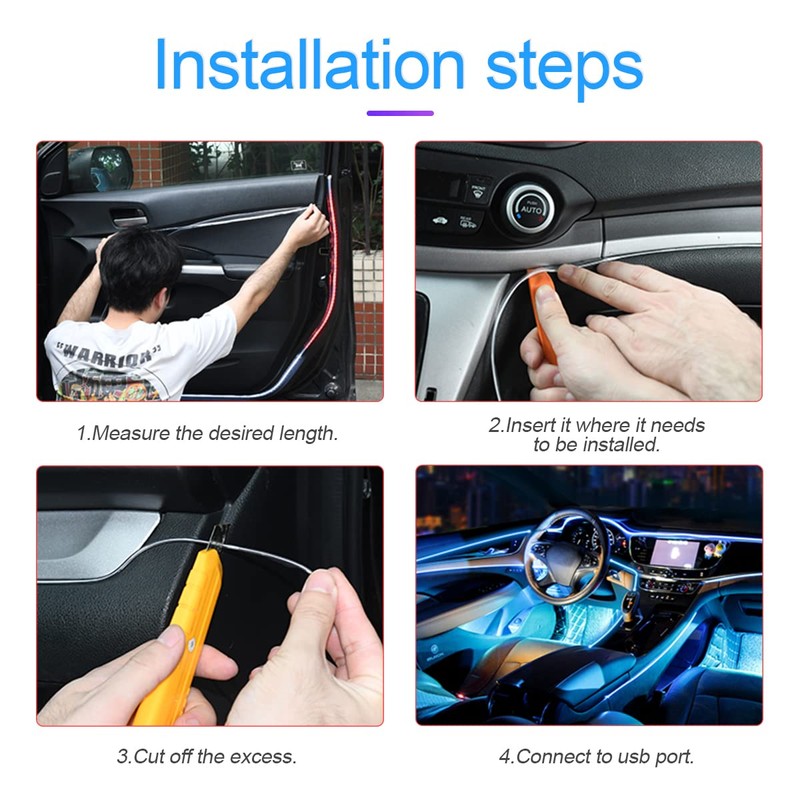 CGEAMDY Car LED Interior Lighting, Car Atmosphere Light Lamp, Soft