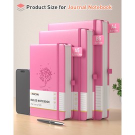 Smarpau B5 Lined Journal Notebook, 320 Pages College Ruled Notebook, 100gsm Thick Paper Hardcover Leather Journal with Index Tabs, Journals for Women Office School, 19 x 25 cm - Rose Red