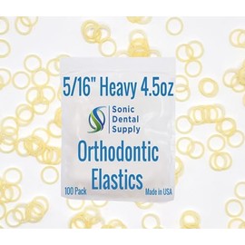 5/16 Inch Orthodontic Elastic Rubber Bands - 100 Pack - Natural Latex, Heavy 4.5 Ounce Small Rubberbands, Braces, Dreadlocks Hair Braids, Tooth Gap, Packaging, Crafts - Sonic Dental - Made in USA