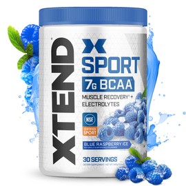 Scivation XTEND Sport BCAA Powder Blue Raspberry Ice - Electrolyte Powder for Recovery & Hydration with Amino Acids - 30 Servings